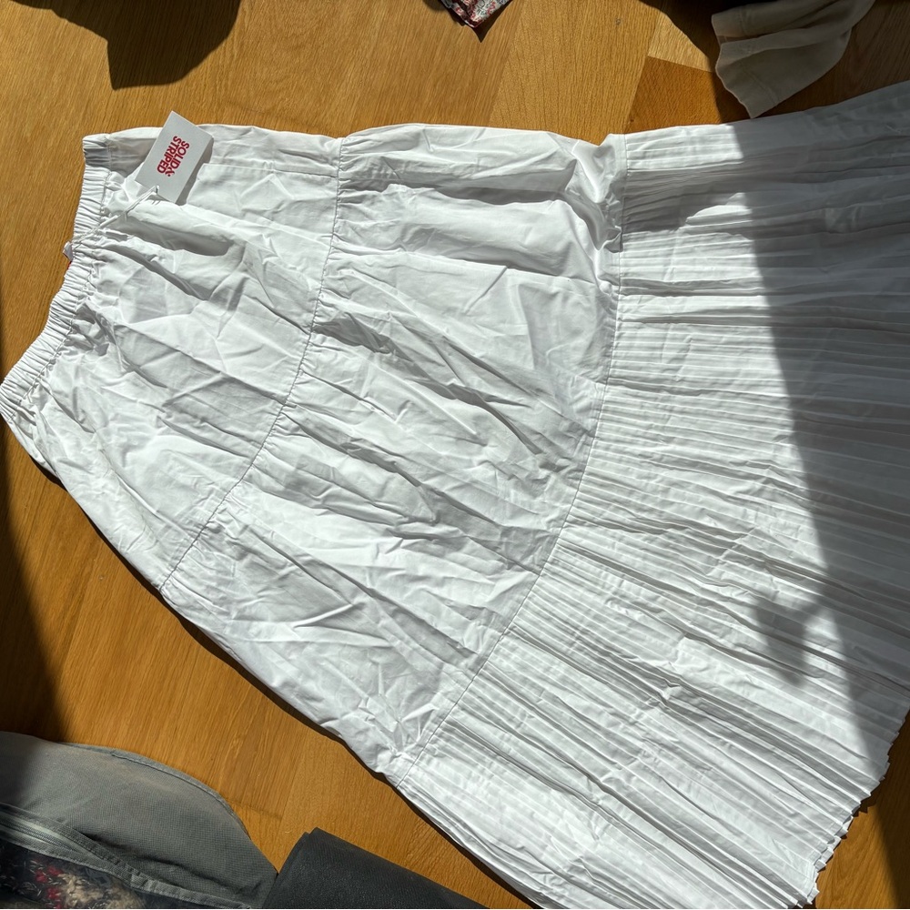 SOLID & STRIPED White Midi A-Line Skirt